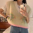 Pattern Sweater Vest Almond - One Size