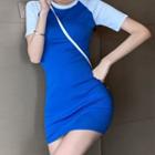 Short-sleeve Bodycon Raglan Mini Dress