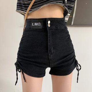 Drawstring Label Tag Denim Shorts