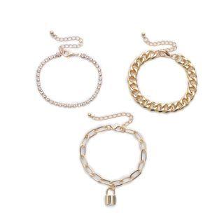 Set Of 3: Lock Chain Bracelet