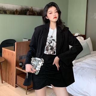 Plain Loose-fit Blazer / Slim-fit Skirt