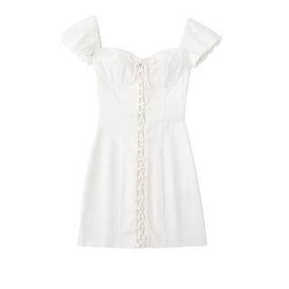 Cap-sleeve Lace-up A-line Dress