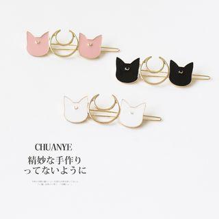 Alloy Cat & Moon Hair Clip