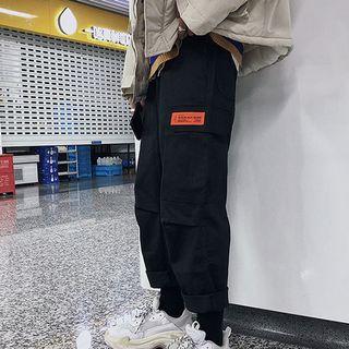 Applique Straight Cut Cargo Pants
