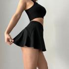 Mock Two-piece Mini A-line Sports Skirt
