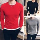 Mock-two Round-neck Knit Top