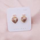 Plaid Heart Fabric Dangle Earring E133-3 - Pink - One Size