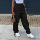 High-waist Drawstring Pocket Cargo Pants