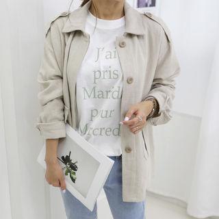 Epaulet Linen Blend Jacket