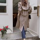 Open-front Flap-front Trench Coat With Sash