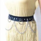 Studded Faux Leather Chained Belt