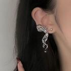 Ribbon Stud Earring 1 Pair - Silver - One Size