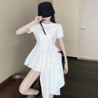 Irregular Hem Ruffle Short-sleeve T-shirt