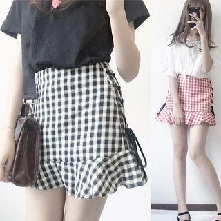 Ruffle Plaid Mini Skirt