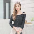 3/4 Sleeve Off-shoulder Buttoned Top