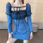 Lace Panel Tie-strap Mini Bodycon Dress