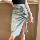 Crinkled Fitted Skirt