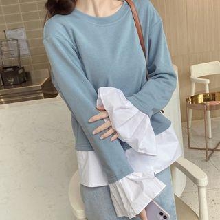 Bell-sleeve Mock Two-piece Sweatshirt