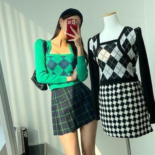 Knit Set: Argyle Bolero + Sleeveless Top