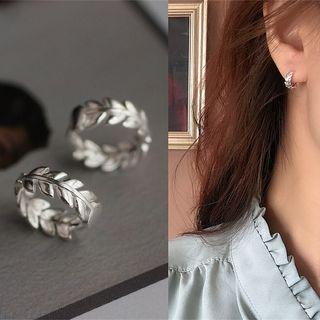 Alloy Leaf Hoop Earring As Shown In Figure - One Size