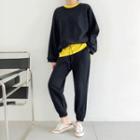 Set: Drawstring-waist Pullover + Band-waist Pants