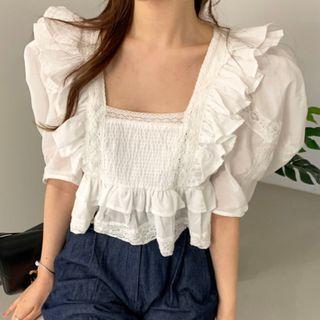 Ruffled Square Neck Top