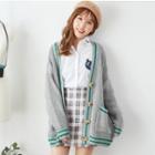 Contrast Trim V-neck Loose Cardigan