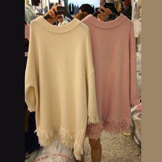 Fringe Hem Sweater Dress
