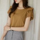 Punch-detail Ruffled T-shirt