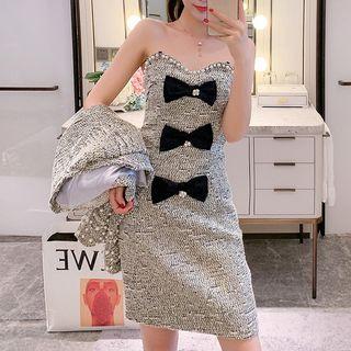 Set: Tweed Jacket + Strapless Mini Tweed Dress