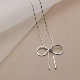 925 Sterling Silver Bow Pendant Necklace Silver - One Size