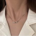 Block Pendant Alloy Necklace Silver - One Size