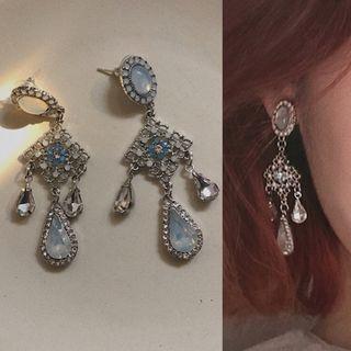 Retro Faux Crystal Fringed Earring As Shown In Figure - 1 Pair - One Size