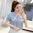 Short Sleeve Lace Collar Shirt