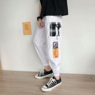 Color-block Cargo Straight-cut Pants