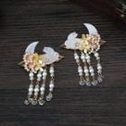Faux Pearl Hair Clip 1 Pair - White & Gold - One Size