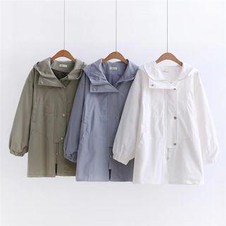 Zipper Hooded Trench Jacket