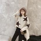 Mock Neck Star Pattern Sweater