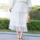 Overlay Midi Tiered Skirt White - One Size