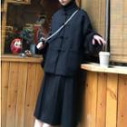 Frog Button Jacket/ Midi A-line Skirt