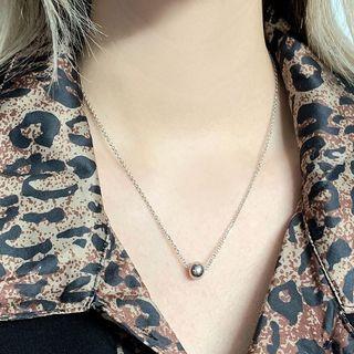 Stainless Steel Bead Pendant Necklace Silver - One Size