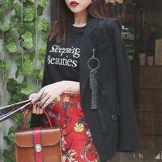 Peaked-lapel Blazer With Brooch