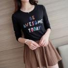 Sequined Letter Long-sleeve T-shirt
