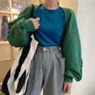 Plain T-shirt / Cropped Open-front Jacket