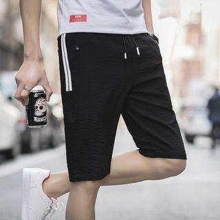 Striped Trim Drawstring-waist Shorts