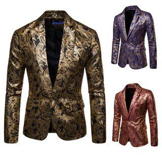 Printed Single-buttoned Blazer