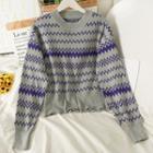 Wave-pattern Slim-fit Sweater