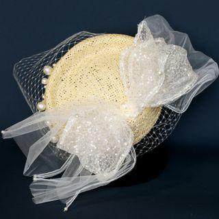 Wedding Mesh Rattan Headpiece / Gloves / Set