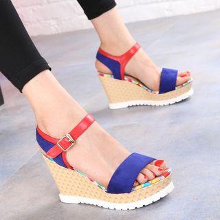Colour Block Wedge Sandals