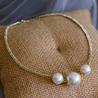 Bridal Faux Pearl Necklace White - One Size